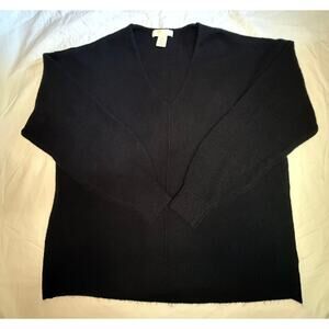 H&M Womens Basic Black V-neck Pullover Knit Top Classic Sweater Size Medium